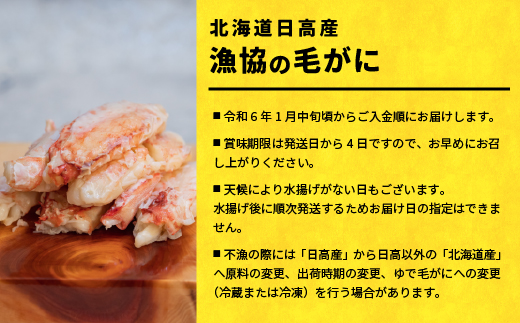 【今が旬！】漁協の浜ゆで毛がに 中サイズ２尾セット※日付指定対応不可※[02-173]