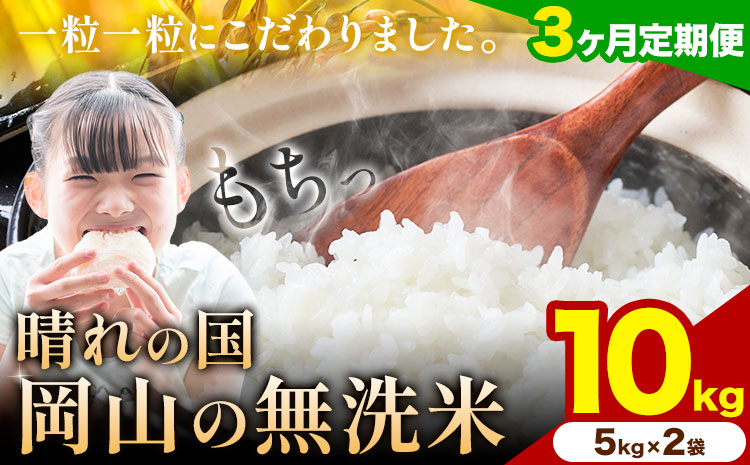 【3ヶ月定期便】晴れの国岡山の無洗米 10kg 岡山県産 矢掛町《申し込み翌月から発送》米 コメ