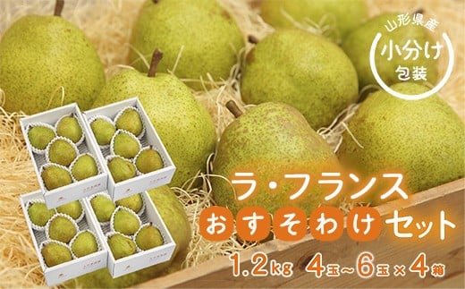 《先行予約 2026年度発送》【王将果樹園】ラ・フランスおすそ分け4箱セット～生産量日本一のまちより～  なし ナシ 梨 デザート フルーツ 果物 くだもの 果実 食品 山形県 FSY-2688