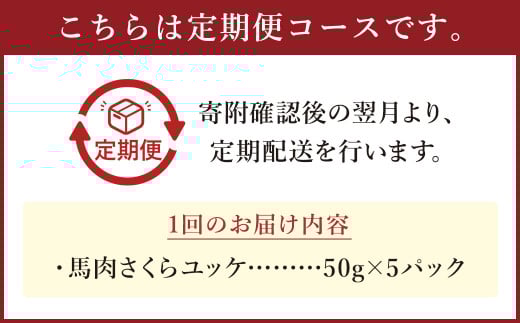 【6ヶ月定期便】 馬肉さくらユッケ250g（50g×5パック） 合計1.5kg 馬刺 馬刺し おつまみ