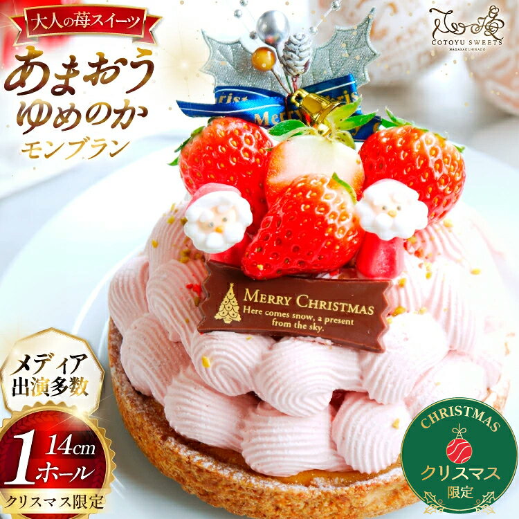 【ふるさと納税】 【クリスマス限定】 いちご あまおう ゆめのか モンブラン タルト 1ホール 14cm クリスマスケーキ 【期間限定発送】 [心優-Cotoyu Sweets- 長崎県 平戸市 hr42bjo490401] 苺 イチゴ ケーキ スイーツ ご褒美 誕生日 クリスマス Xmas