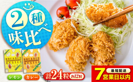 【スピード発送】冷凍 カキフライ (2種 食べ比べ 12粒×2袋) カレー×レモン [BACG016]カキフライ