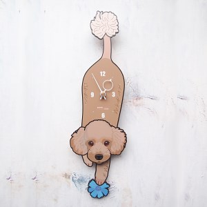 茶プードル-犬の振り子時計（手に持たせるものを15種類の中から選べる） C-CD-117A