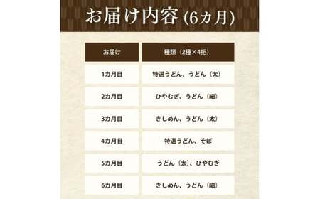 【6カ月定期便 ﾚﾀｰﾊﾟｯｸ】一里塚うどん 8把ｾｯﾄ | うどん 乾麺 