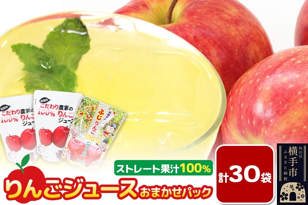 
                  りんごジュース おまかせパック（ふじ、つがる、シナノスイート、王林） 合計30袋
                