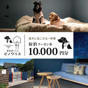 東条湖テラス ピノワリス 宿泊クーポン券 1万円分 愛犬と過ごせる一軒家　宿泊 旅行 クーポン ドッグラン 愛犬 犬 東条湖 加東市