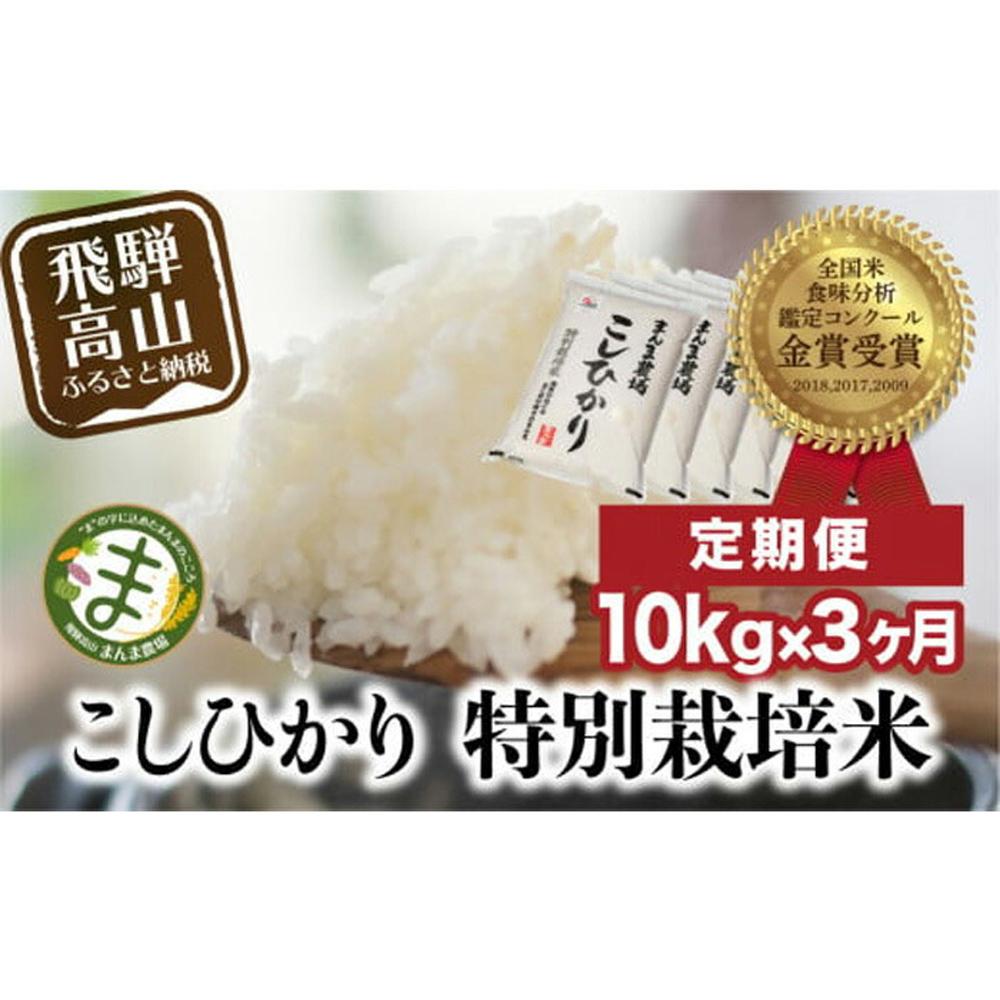 【ふるさと納税】【定期便 3ヶ月】（全3回）【定期便 3ヶ月】飛騨こしひかり 10kg コシヒカリ 特別栽培米 岐阜県産 令和8年産 新米 | コシヒカリ 特別栽培米 飛騨高山 まんま農場 LT102