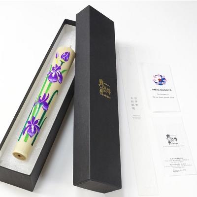 ふるさと納税 岡崎市 【岡崎手描き絵ろうそく】20匁 愛知県花かきつばた　全工程手作り国内産ハゼの実蝋を100%使用