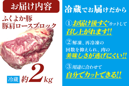 ふくよか豚肩ロースブロック約2kg 豚肩ロースブロック 豚肩ロースブロック肉 豚肉 肩ロース ブロック肉 豚ブロック肉 豚 ふくよか豚 トンテキ ステーキ しょうが焼き とんかつ チャーシュー ロース
