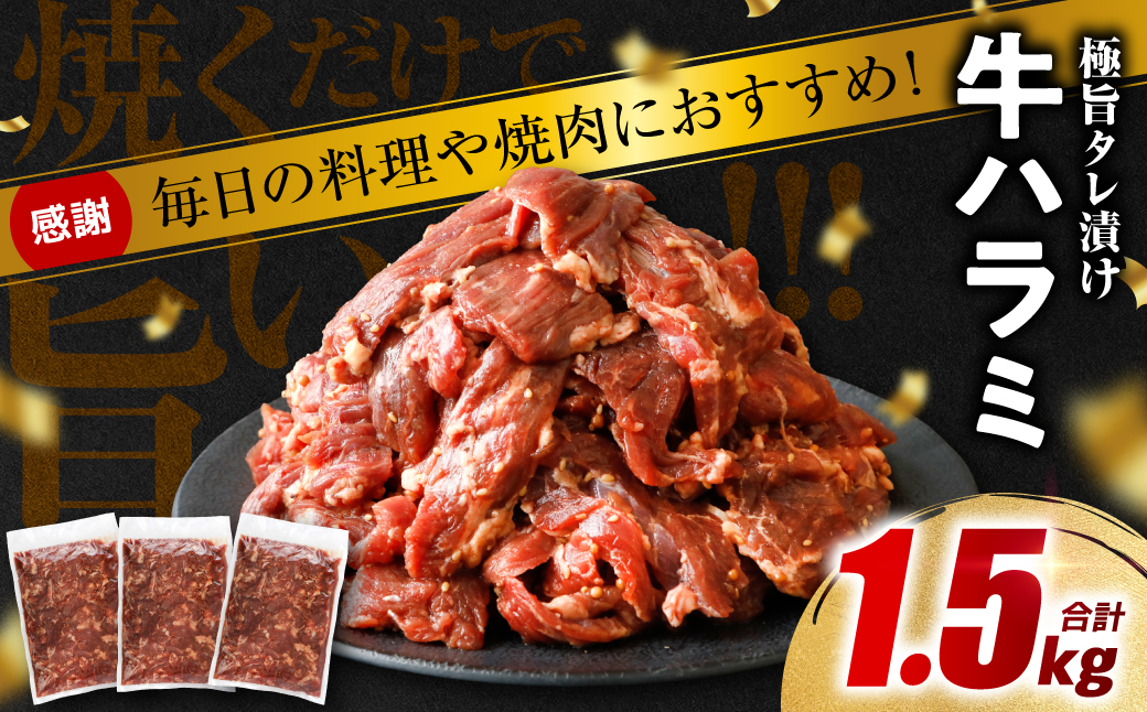 【訳あり】タレ漬け 牛ハラミ 1.5kg（300g x 5p） 醤油ベース 焼肉用
