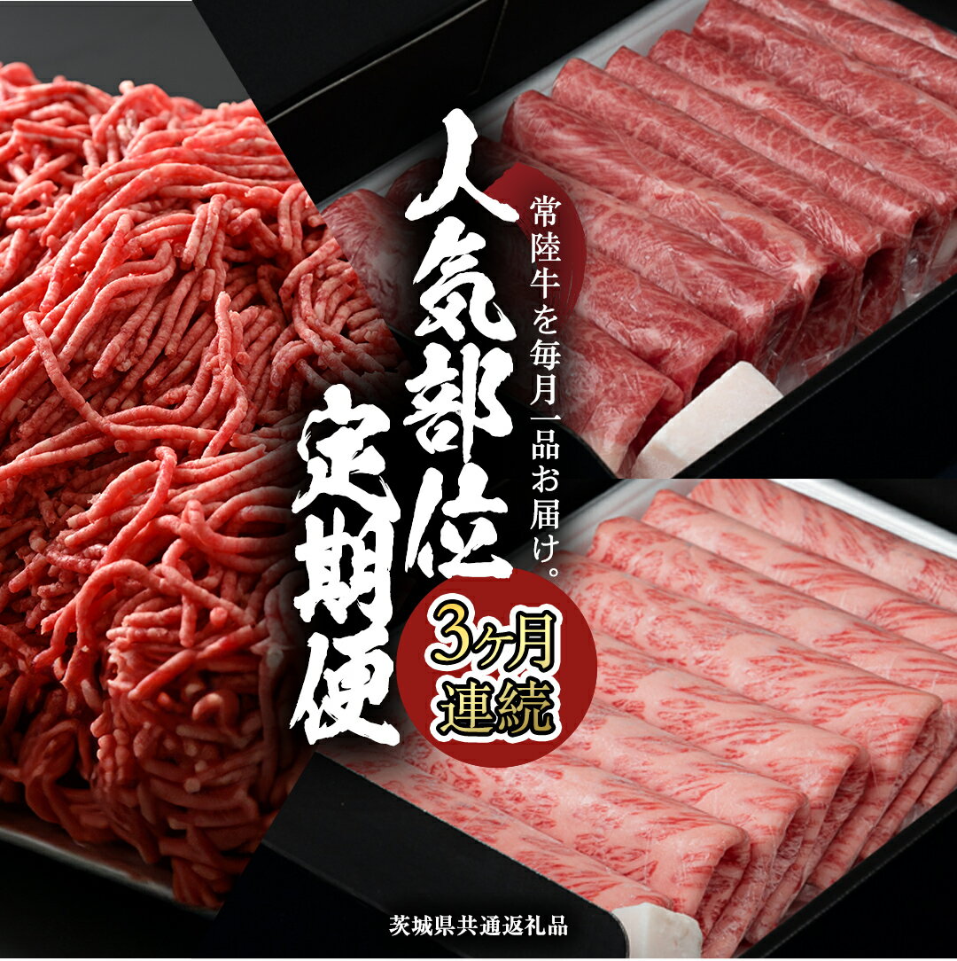 【ふるさと納税】《 常陸牛 》 3ヶ月連続定期便！藤井商店で人気のお肉を毎月1品お届け (茨城県共通返礼品) 国産黒毛和牛 黒毛和牛 国産 国産牛 和牛 牛肉 お肉 お肉 肉 牛 専門店 ひたち牛 ブランド牛 A4 A5 ランク ひき肉 挽肉 ブランド 冷凍 BBQ バーベキュー 藤井商店