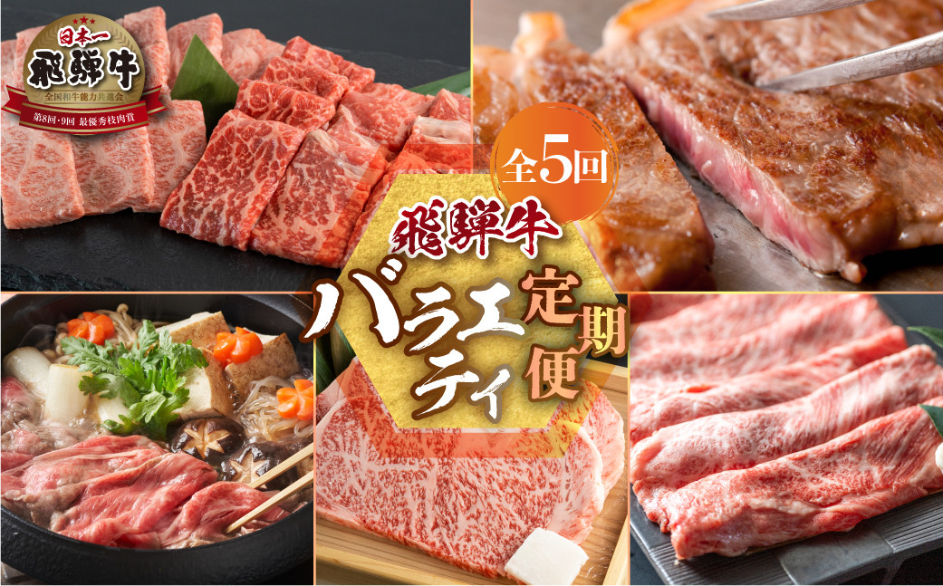 
《定期便5回》飛騨牛 バラエティ定期便 牛肉 肉 赤身 霜降り もも ステーキ 食べ比べ 切り落とし すき焼き しゃぶしゃぶ サーロイン [S487]
