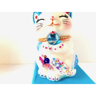 ふるさと納税 中間市 風水ハッピーキャット(LL)ブルー(青座布団付き) |  | 02