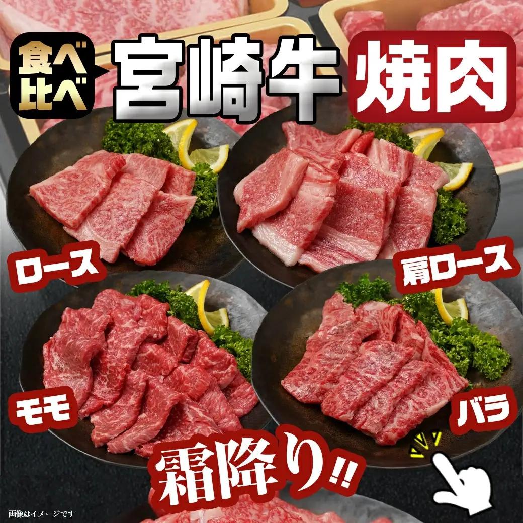 宮崎牛焼肉4種盛り＆宮崎牛肩スライス500g合計980gセット〔AC-8923〕_(都城市) 宮崎牛 焼肉4種盛り ロース 肩ロース モモ バラ 宮崎牛肩スライス 