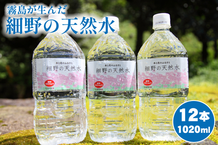 【シリカたっぷり】細野の天然水 1020ml×12本 1箱 （ミネラルウォーター 天然水 水 中硬水 シリカ シリカ水 ミネラル 美容 健康 人気 霧島 宮崎県 小林市） 