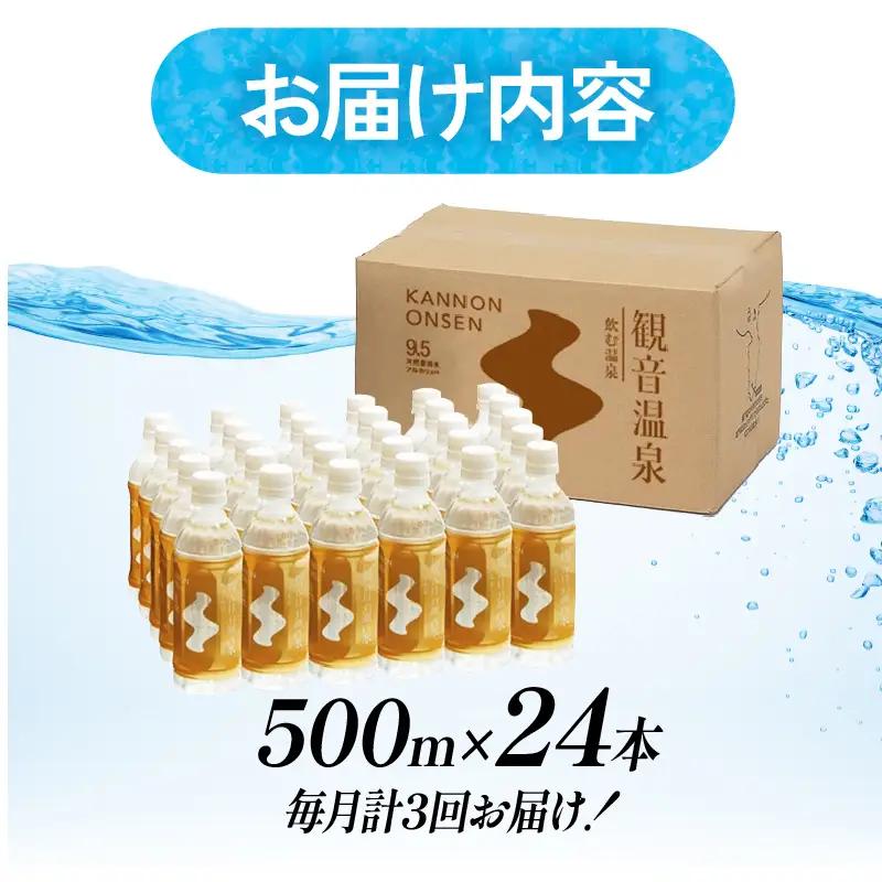 飲む温泉　観音温泉　500ml　(24本入)　1ケース　定期便　3ヶ月　毎月