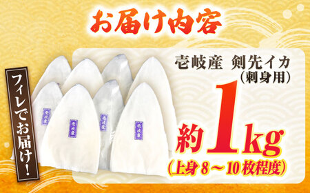 【冷凍】剣先イカ 刺身用 1kg　剣先烏賊 《壱岐市》 【一支國屋】海鮮 烏賊 イカ いか 刺身 刺し身 お刺身 剣先イカ 冷凍配送[JCC021]