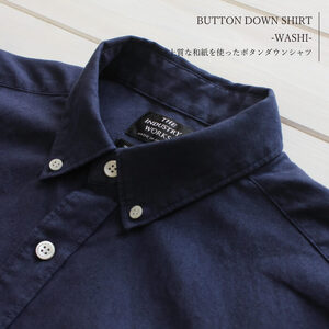 　播州織メンズシャツ ボタンダウン 【WASHI】「THE INDUSTRY WORKS」（1着）【TIW_164（ホワイト）】Mサイズ 50-31