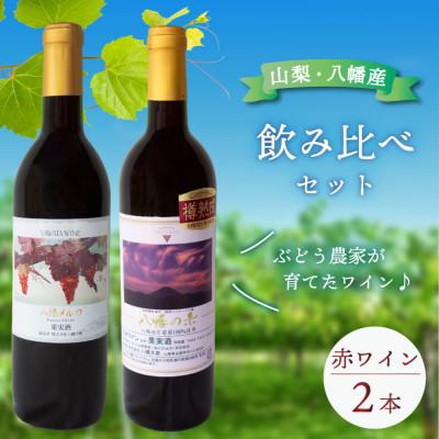 ふるさと納税 山梨市 赤ワイン 飲み比べ 八幡メルロ(720ml) 八幡の赤(750ml) 山梨のぶどう使用 国産 ワイン
