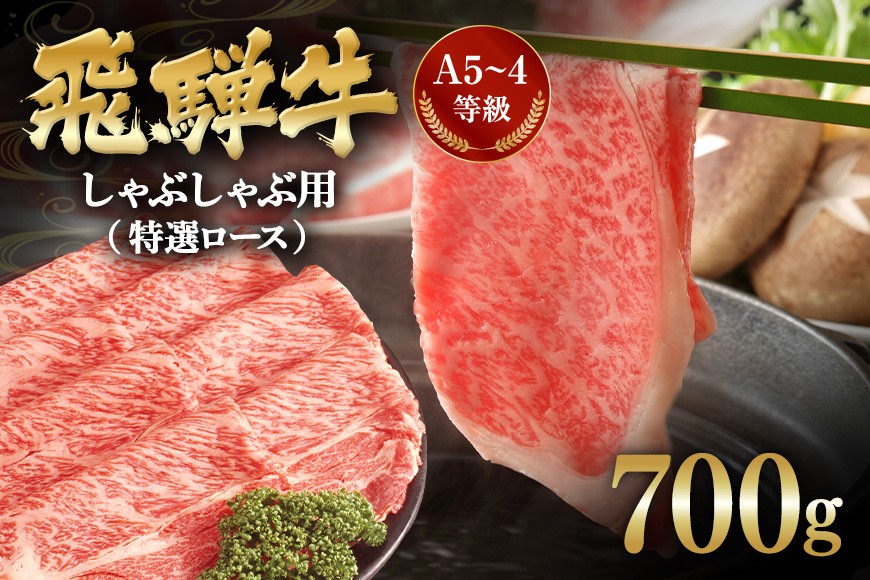 
                  しゃぶしゃぶ 飛騨牛 A5～4等級 特選ロース 700g | 肉 しゃぶしゃぶ用 ギフト 国産 牛肉 国産牛 和牛 ブランド ブランド牛 霜降り 厳選 贈答用 贈り物 ギフト プレゼント 誕生日 記念日 お取り寄せ 自宅用 冷凍 岐阜県 川辺町
                