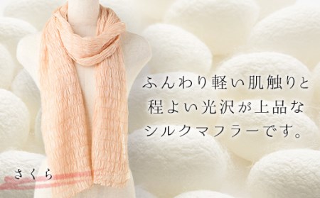 シルクシャーリングマフラー (草木染め)＜さくら＞ シルクマフラー 絹織物 富岡産 絹糸 草木染め ファッション 工芸 贈り物 ギフト F20E-064