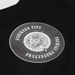 バックプリント 足利市 マンホールTシャツ 黒 S F7Z-559