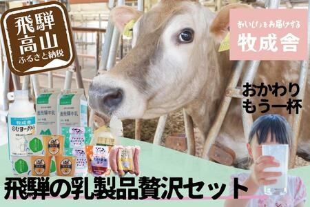＜牧成舎＞飛騨の牛乳屋こだわり乳製品贅沢セット（牛乳・ヨーグルト・チーズ・ソーセージ） DF027