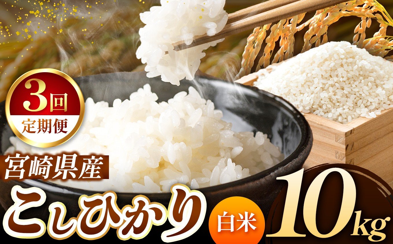 
            【 定期便３回 】令和7年産 こしひかり 10kg （ 白米 ） 宮崎県産 | 米 こめ お米 おこめ 精米 白米 宮崎県 五ヶ瀬町
          