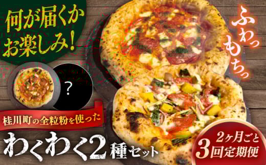 【2か月ごとにお届け：全3回】【合鴨家族の小麦使用】ピザ わくわく2枚セット(マルゲリータ・お任せ1枚） 桂川町/PIZZERIA TUTTI [ADBH035]