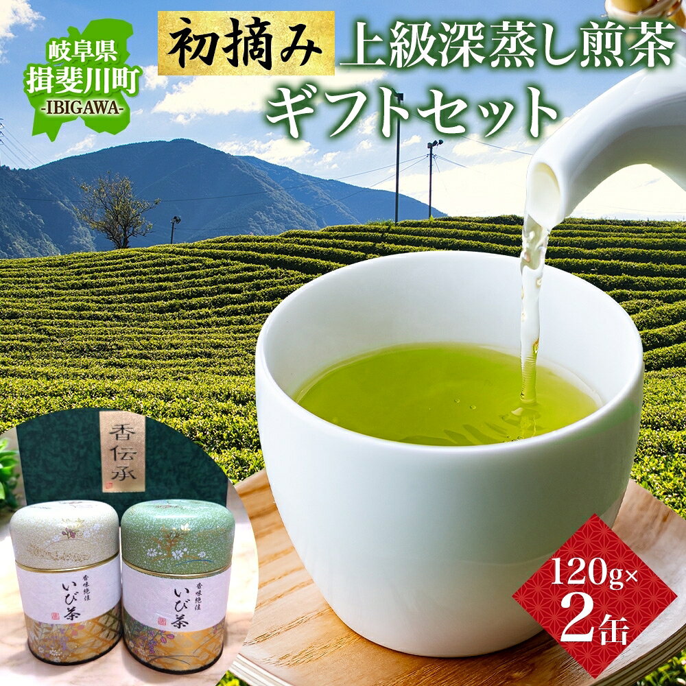 【ふるさと納税】初摘み 上級 深蒸し煎茶 ギフト セット 120g缶 2本 お茶 煎茶 緑茶 GAP認証茶 深蒸し茶 日本茶 贈り物 御礼 ギフト 詰め合わせ お茶葉 お茶っ葉 お茶 プレゼント 産地直送 いび茶の里 送料無料 岐阜県 揖斐川町