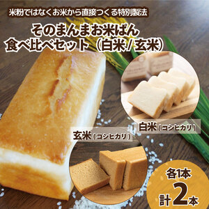 【米パン】 食パン そのまんまお米ぱん 食べ比べ 2本 ( 各1本 × 600g ) コシヒカリ 米 白米 玄米 使用 パン パン パン