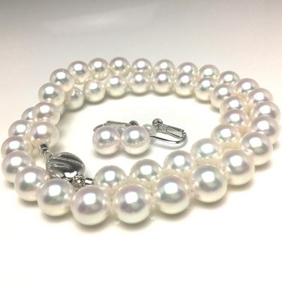 ふるさと納税 志摩市 アコヤ真珠ネックレス・イヤリングセット  8.5〜9.0ミリ　ホワイト・ホワイトピンク系　鑑別書付き