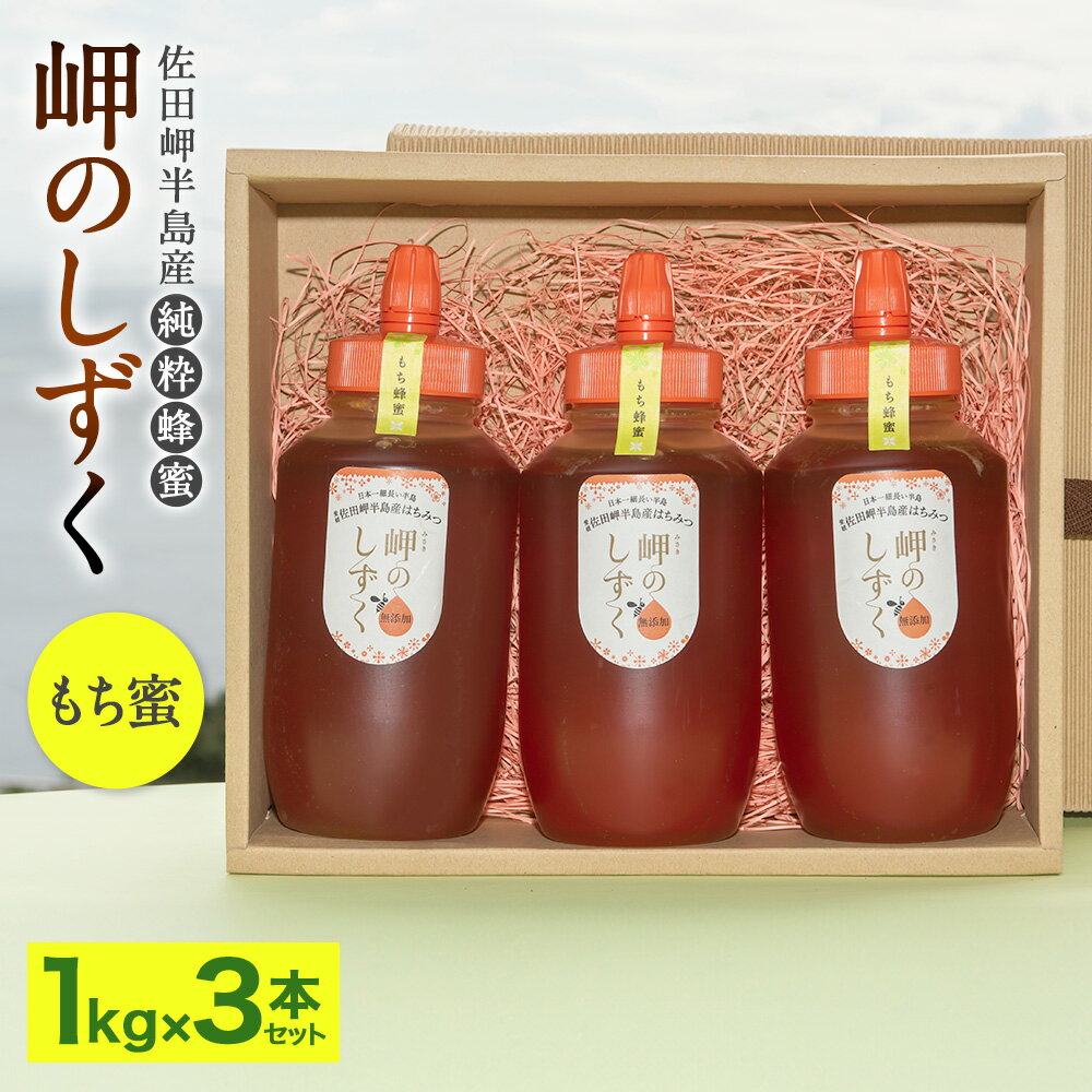 【ふるさと納税】「岬のしずく」佐田岬半島産 純粋蜂蜜 もち蜜1kg 3本セット 合計約3kg はちみつ ハチミツ 蜜 国産 常温 詰合せ 詰め合わせ セット 愛媛県 送料無料 (321) 【えひめの町（超）推し！（伊方町）】