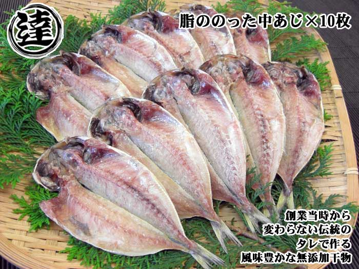 創業32年 自社工場 製造直売 完全無添加 伊豆・丸達 小あじひもの10枚セット