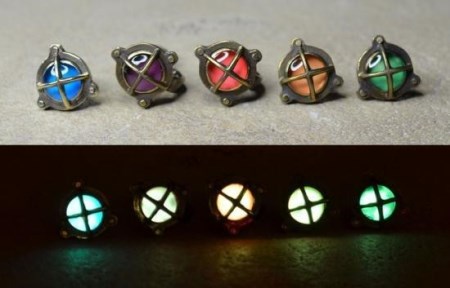 ピアス Steampunk スチームパンク 船舶ライト ピアス 【グリーン】 アクセサリー