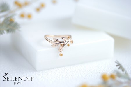 Mimosa K10 シトリン Pinky Ring レディース ジュエリー アクセサリー【1号～9号】 指輪 ゆびわ ピンキー りんぐ