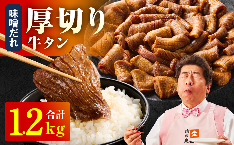 厚切り牛タン 1.2kg 秘伝の味噌だれ【300g×4P 牛肉 牛タン 牛たん 厚切り牛タン 焼肉 BBQ キャンプ アウトドア 焼くだけ 訳あり サイズ不揃い 小分け 大阪 泉佐野 大阪府 泉佐野市】