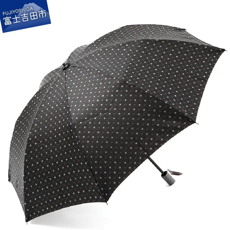 ネクタイ柄 紳士 折りたたみ傘 晴雨兼用傘 ブラック×ブラウン UVカット 