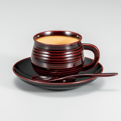 越前漆器　溜内ぼかし コーヒーカップ (スプーン付)【1418743】