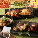 【ふるさと納税】焼き鳥(肥後赤鶏)とホルモンセット 合計約1kg やきとり ヤキトリ 鶏肉 豚肉 ホルモン肉 ホルモン煮込み 串 焼鳥 冷凍 九州 熊本県 送料無料