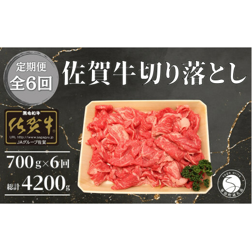 【6回定期便 総計4200g】【佐賀牛】切り落とし肉700g bk014 