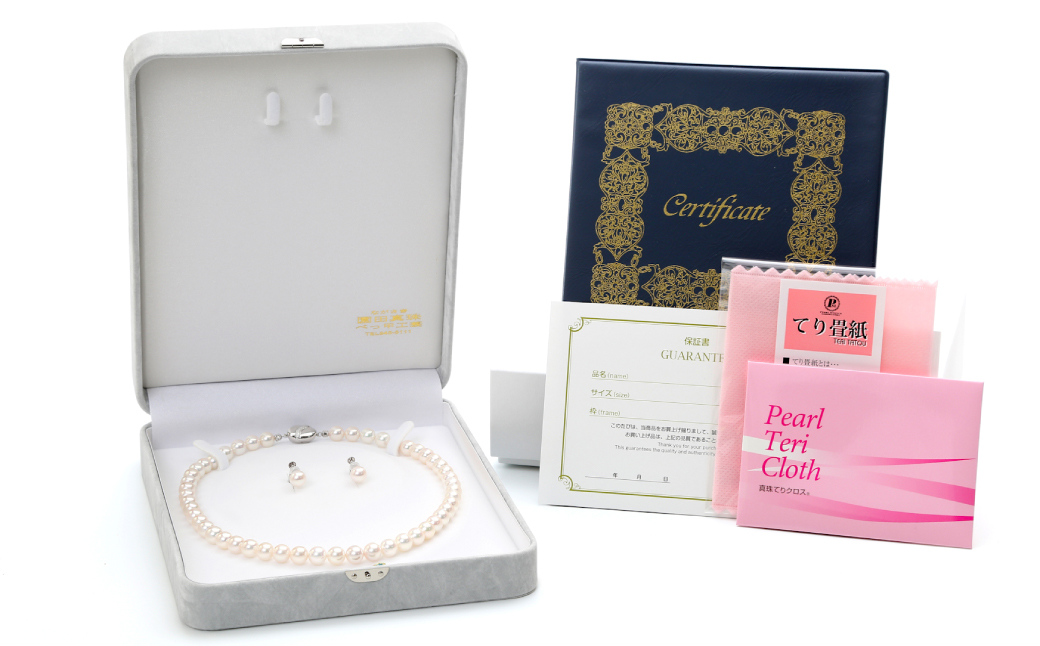【オーロラ花珠鑑別鑑定書付】あこや真珠 (8−8.5mm珠) ネックレス & ピアス セット ／ ジュエリー アクセサリー パール 長崎県 長崎市