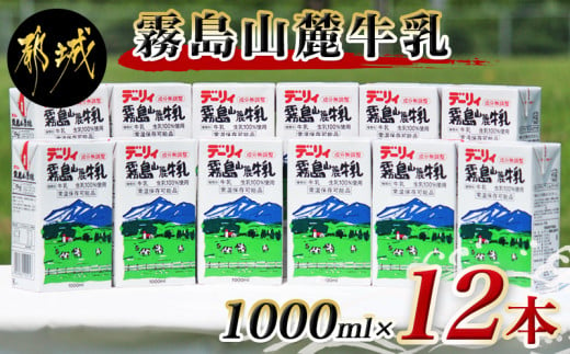 
霧島山麓牛乳1000ml×12本セット_MJ-2310_(都城市) 常温保存可能パック牛乳 無菌充填 生乳100％使用 成分無調整牛乳 1000ml 12本 南日本酪農協同 Dairy デーリィ ロングライフ飲料 防腐剤 保存料不使用
