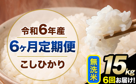 【6ヶ月定期便】令和6年産 定期便 こしひかり 無洗米 定期便 15kg 精米 熊本県産(南阿蘇村産含む)  南阿蘇村《申込み翌月から発送》｜人気米 熊本県産米  生活応援米