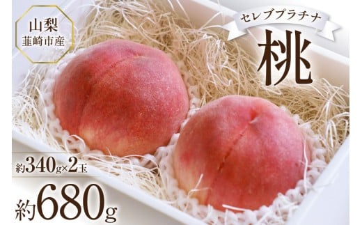 【2026年発送】桃 山梨 セレブ プラチナ 一玉 約 340g 2玉 680g 前後 韮崎市産もも モモ フルーツ 果物 山梨県産 産地直送 期間限定 季節限定 冷蔵 [Inakakara 山梨県 韮崎市 20745249]