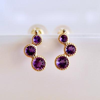 ふるさと納税 甲府市 【ジュエリー】K18 イエローゴールド アメシスト ピアス 保証書付 SIA-2744 |  | 01