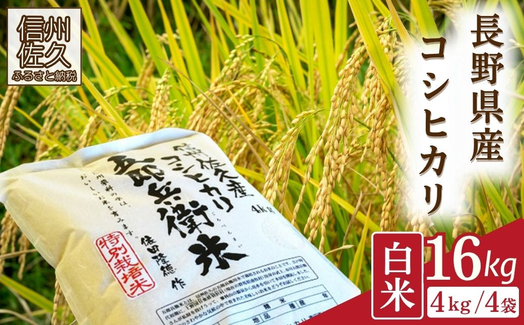 
            【令和7年産・白米16kg（4kg×4袋）】 特別栽培米　五郎兵衛米 〈2025年9月中旬頃～順次発送〉 先行予約　新米　信州　こしひかり【 長野県 佐久市 】
          
