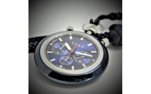 ＜ﾎﾟｹｯﾄｳｫｯﾁ ｸｵｰﾂ式＞POCKET　CHRONO　BLU　（提げクロノグラフ）（ストラップ：シート革 ブラック）【腕時計 時計 ブランド SPQR スポール メンズ レディース 男女兼用 ギフト プレゼント 贈り物 ポケットウォッチ ストップウォッチ 計測】