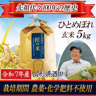ふるさと納税 酒田市 【栽培期間中農薬不使用】ひとめぼれ 玄米5kg 大粒LLサイズ以上厳選【令和7年産】