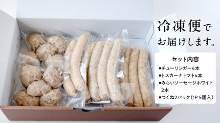 国産 豚 ソーセージ 職人が作る 無塩せき ソーセージ3種 と つくね セット いくとせ 無塩せき プレゼント 内祝 BBQ キャンプ ウインナー おかず おつまみ 食品 粗挽き 焼き 機内食 ドイツ